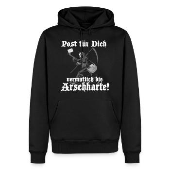 Post für Dich - Männer Premium Bio Hoodie - Schwarz - Vorne - Nico (187cm)
