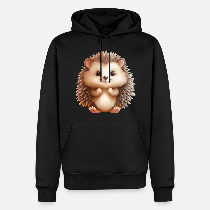 Mignon hérisson assis - Sweat à capuche Premium bio Homme - noir