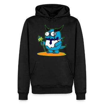 Süßes blaues Horror Zombie Monster mit Hörner - Männer Premium Bio Hoodie - Schwarz - Vorne - Nico (187cm)