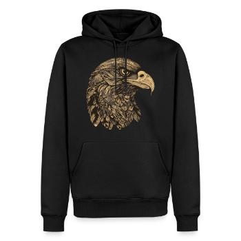 Adler Portrait - Männer Premium Bio Hoodie - Schwarz - Vorne - Nico (187cm)