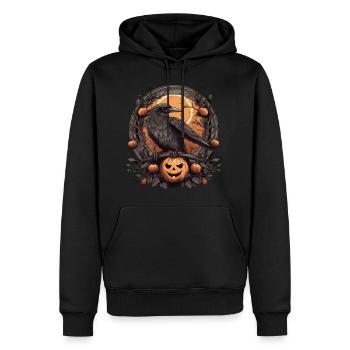 Rabe, Krähe, Mond, Kürbis, Halloween, Kostüm - Männer Premium Bio Hoodie - Schwarz - Vorne - Nico (187cm)