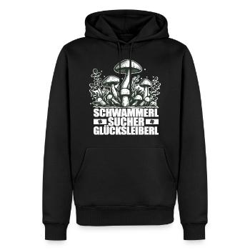 Pilzsammler Glücksleiberl - Männer Premium Bio Hoodie - Schwarz - Vorne - Nico (187cm)