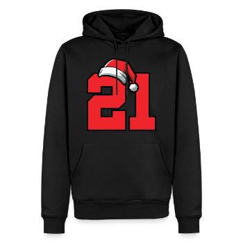 21 Numéro Noël - Sweat à capuche Premium bio Homme - noir - Devant - Nico (187cm)