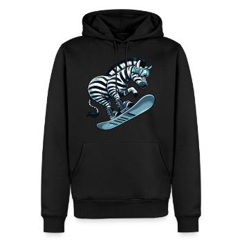 Zebra Snowboard Snowboarder Snowboard Mignon Bande Dessinée - Sweat à capuche Premium bio Homme - noir - Devant - Nico (187cm)