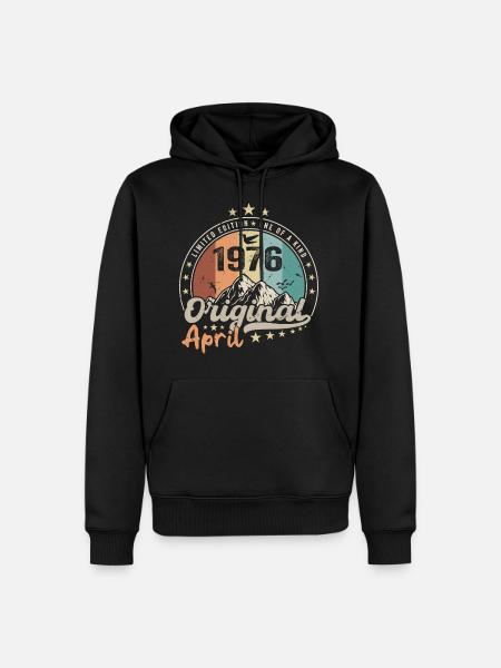 1976 Avril 1976 Anniversaire Avril 1976 Avril - Sweat à capuche Premium bio Homme - noir