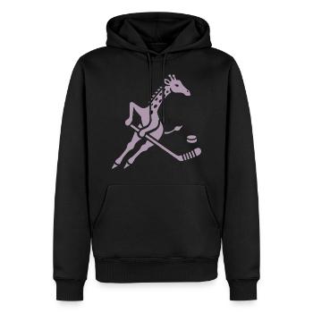 Giraffe Eishockeyspieler Silhouette Minimalistisch - Männer Premium Bio Hoodie - Schwarz - Vorne - Nico (187cm)