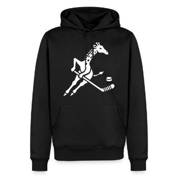 Giraffe Eishockeyspieler Silhouette Minimalistisch - Männer Premium Bio Hoodie - Schwarz - Vorne - Nico (187cm)