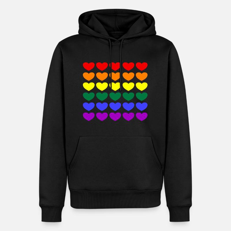Rainbow Hearts - Männer Premium Bio Hoodie - Schwarz