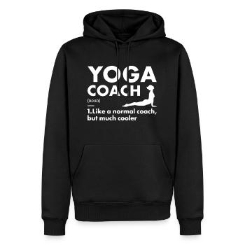 Yogi Coach Definition Yoga - Männer Premium Bio Hoodie - Schwarz - Vorne - Nico (187cm)