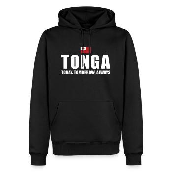 Tonga Today Tomorrow Always Tonga Rugby - Männer Premium Bio Hoodie - Schwarz - Vorne - Nico (187cm)