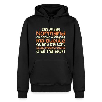 Je suis Normand - Idée cadeau pour un Normand - Sweat à capuche Premium bio Homme - noir - Devant - Nico (187cm)