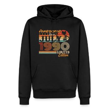 Juli 1990 Juli Geburtstagsgeschenk Juli 1990 - Männer Premium Bio Hoodie - Schwarz - Vorne - Nico (187cm)