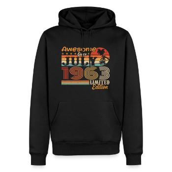 Juli 1963 Juli Geburtstagsgeschenk Juli 1963 - Männer Premium Bio Hoodie - Schwarz - Vorne - Nico (187cm)