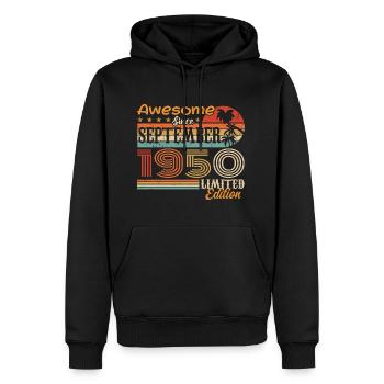 September 1950 - Geburtstag 1950 September - Männer Premium Bio Hoodie - Schwarz - Vorne - Nico (187cm)