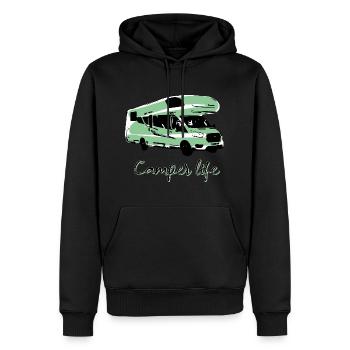 Camper life - Männer Premium Bio Hoodie - Schwarz - Vorne - Nico (187cm)