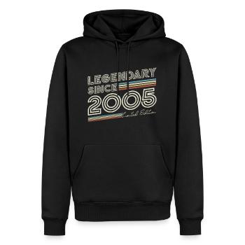 Légendaire depuis 2005 millésime anniversaire - Sweat à capuche Premium bio Homme - noir - Devant - Nico (187cm)