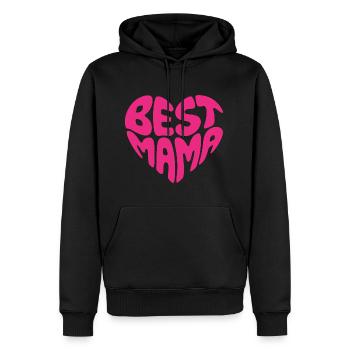 Best Mama Retro Heart Design Mother’s Day Design - Men’s Premium Organic Hoodie - black - Front - Nico (187cm)