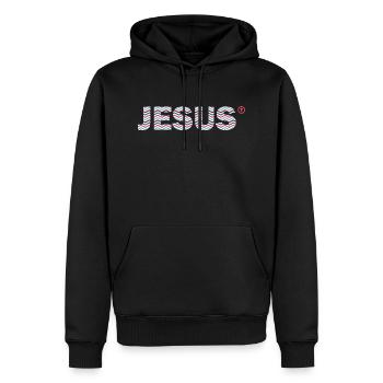 JÉSUS - Sweat à capuche Premium bio Homme - noir - Devant - Nico (187cm)