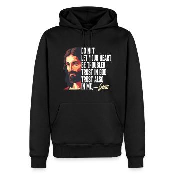Ne laisse pas ton cœur être troublé Jésus-Christ - Sweat à capuche Premium bio Homme - noir - Devant - Nico (187cm)