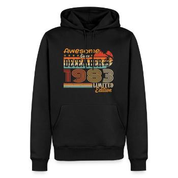 Retro Vintage légendaire anniversaire décembre 1983 - Sweat à capuche Premium bio Homme - noir - Devant - Nico (187cm)