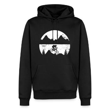 Radfahrer Silhouette MTB Fahrrad Berge - Männer Premium Bio Hoodie - Schwarz - Vorne - Nico (187cm)