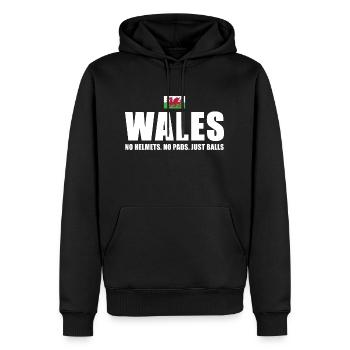 No Helmets No Pads Just Balls Wales Rugby - Männer Premium Bio Hoodie - Schwarz - Vorne - Nico (187cm)