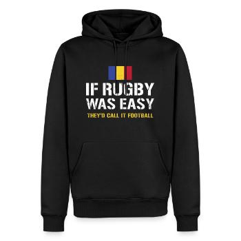 Rugby facile Ils l’appelleraient Football Roumanie Rugby - Sweat à capuche Premium bio Homme - noir - Devant - Nico (187cm)