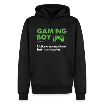 Gamer Boy Définition du jeu - Sweat à capuche Premium bio Homme - noir - Devant - Nico (187cm)