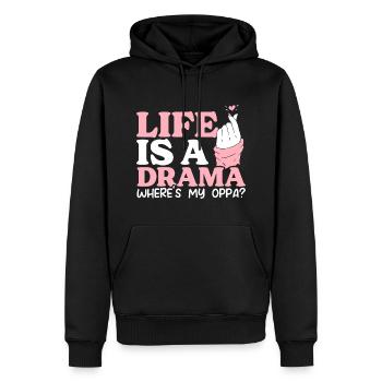 Drame Kdrama coréen drôle, - Sweat à capuche Premium bio Homme - noir - Devant - Nico (187cm)
