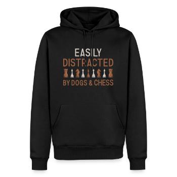 Chess Player Easily Distracted By Dogs And Chess - Männer Premium Bio Hoodie - Schwarz - Vorne - Nico (187cm)
