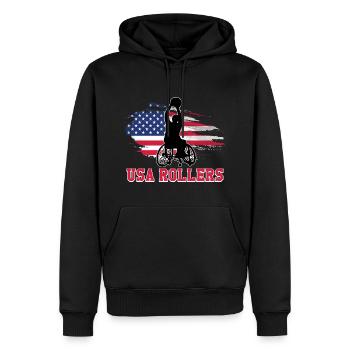 Handicap pour les joueurs de basketball en fauteuil roulant États-Unis - Sweat à capuche Premium bio Homme - noir - Devant - Nico (187cm)