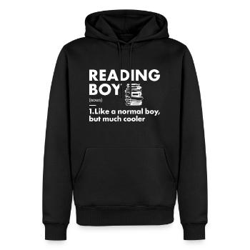 Lecteur Garçon Définition Lecture - Sweat à capuche Premium bio Homme - noir - Devant - Nico (187cm)