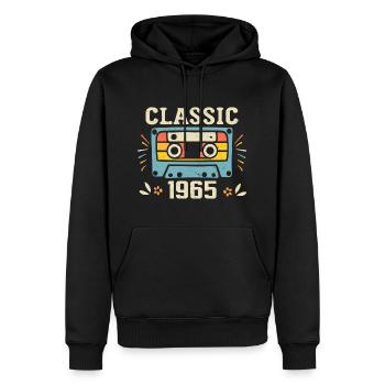 Vintage 1965 Retro Birthday Cassette 1965 - Men’s Premium Organic Hoodie - black - Front - Nico (187cm)