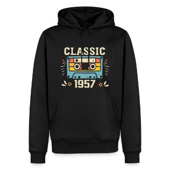 Vintage 1957 Retro Geburtstagskassette 1957 - Männer Premium Bio Hoodie - Schwarz - Vorne - Nico (187cm)