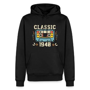 Vintage 1940 Geburtstagskassette Retro 1940 - Männer Premium Bio Hoodie - Schwarz - Vorne - Nico (187cm)