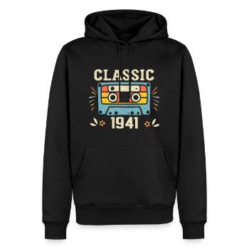 Vintage 1941 Cassette D'anniversaire Rétro 1941 - Sweat à capuche Premium bio Homme - noir - Devant - Nico (187cm)
