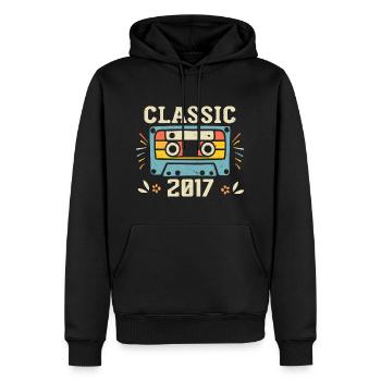 Vintage 2017 Cassette D'anniversaire Rétro 2017 - Sweat à capuche Premium bio Homme - noir - Devant - Nico (187cm)