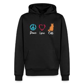 Paix Amour Chats - Sweat à capuche Premium bio Homme - noir - Devant - Nico (187cm)
