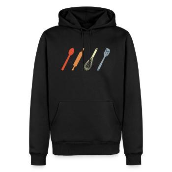 Fournitures de pâtisserie vintage - Sweat à capuche Premium bio Homme - noir - Devant - Nico (187cm)
