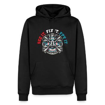 FPV drone pilot, remote control - Men’s Premium Organic Hoodie - black - Front - Nico (187cm)