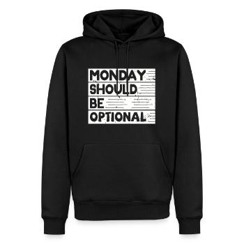 Monday should be optional white - Men’s Premium Organic Hoodie - black - Front - Nico (187cm)