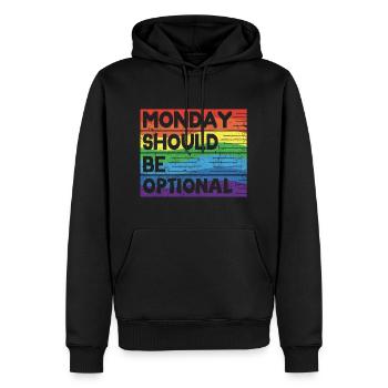 Monday should be optional Vintage Regenbogen - Männer Premium Bio Hoodie - Schwarz - Vorne - Nico (187cm)