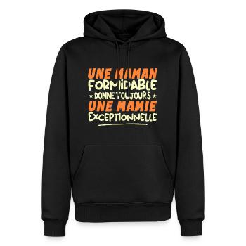 Mamie Exceptionnelle Cadeau Humour Grand-Mère - Sweat à capuche Premium bio Homme - noir - Devant - Nico (187cm)