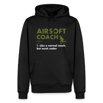 Sport Coach Definition Airsoft - Männer Premium Bio Hoodie - Schwarz - Vorne - Nico (187cm)