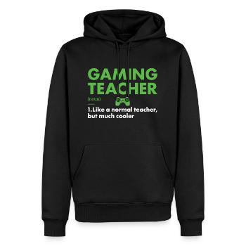 Gamer Teacher Définition du jeu - Sweat à capuche Premium bio Homme - noir - Devant - Nico (187cm)