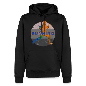 Running Courir Temps Libre Cadeau Coureur - Sweat à capuche Premium bio Homme - noir - Devant - Nico (187cm)