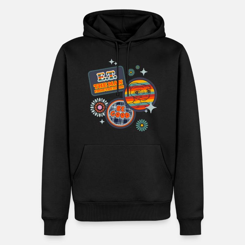 E.T. L'Extra-Terrestre Patches - Sweat à capuche Premium bio Homme - noir