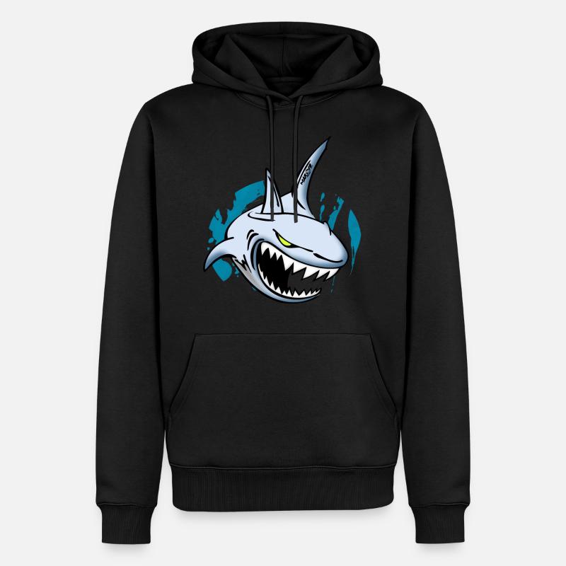 Requin - Sweat à capuche Premium bio Homme - noir