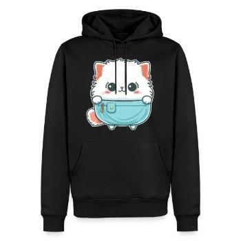 Mignon chat angora dans un sac - Sweat à capuche Premium bio Homme - noir - Devant - Nico (187cm)
