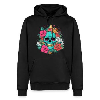 Skull Waves - Men’s Premium Organic Hoodie - black - Front - Nico (187cm)